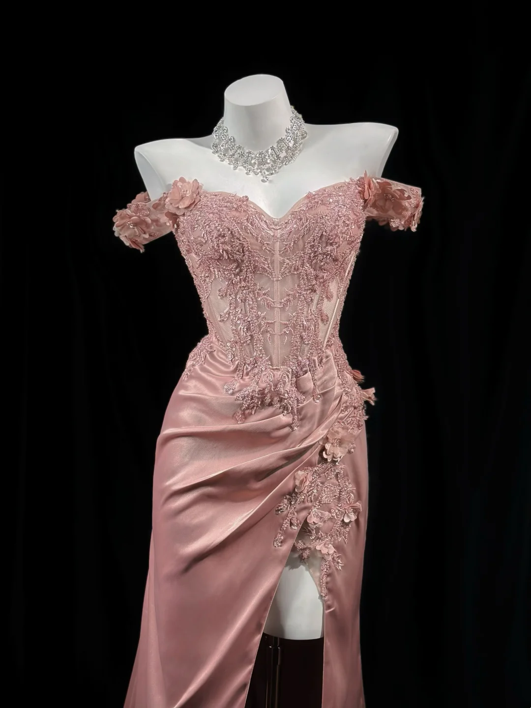 Trägerloses silbernes Vintage-Abendkleid, A-Linie, Geburtstagskleid J9370