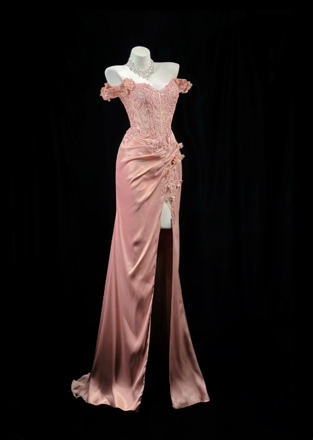 Trägerloses silbernes Vintage-Abendkleid, A-Linie, Geburtstagskleid J9370