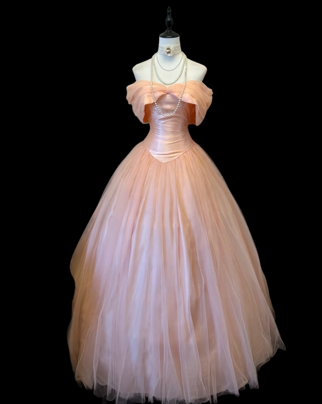 Off The Shoulder Pink Princess Prom Dress Tulle Formal Prom Dress J9838