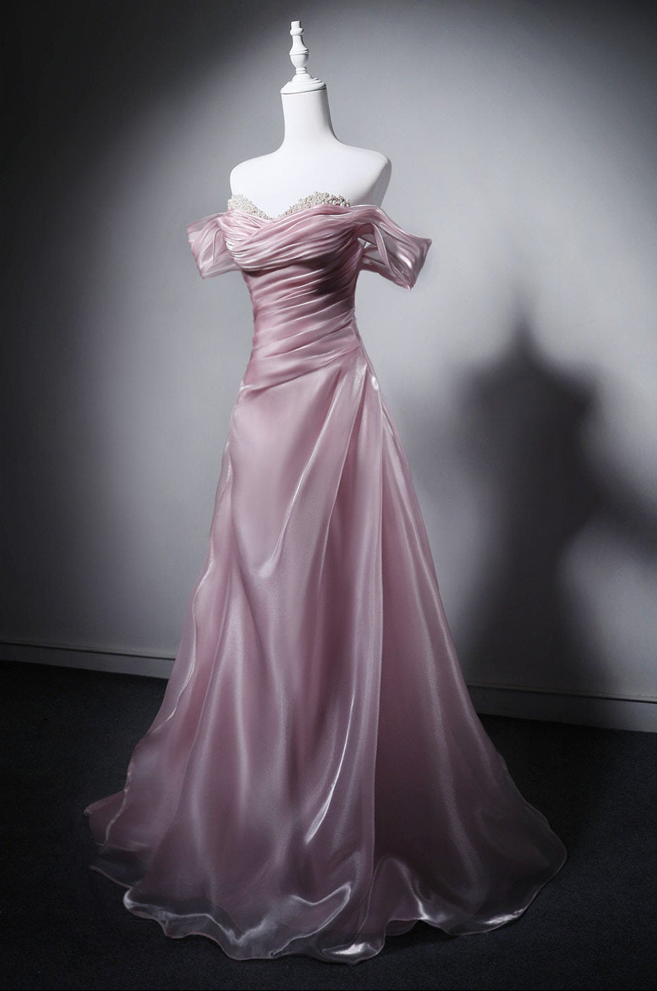 Robe de bal bustier violette en satin avec appliques, robe de soirée formelle J9413