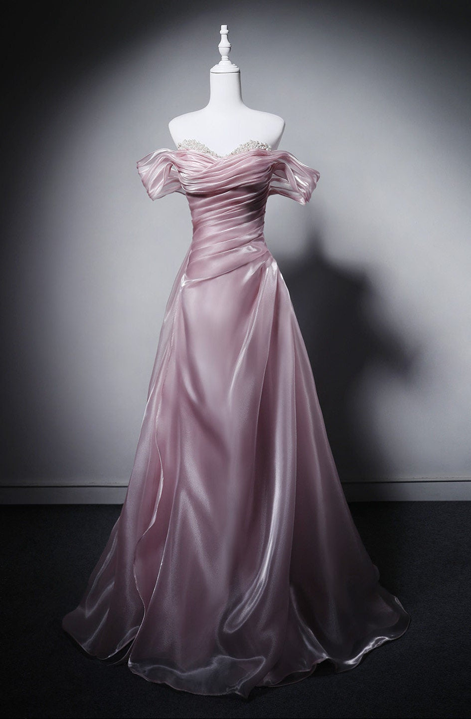 Robe de bal bustier violette en satin avec appliques, robe de soirée formelle J9413