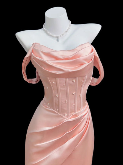 Robe de bal bustier violette en satin avec appliques, robe de soirée formelle J9413