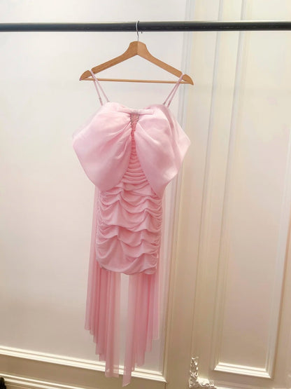 Off The Shoulder Pink Sheath Homecoming Dress With Pearls  J10276