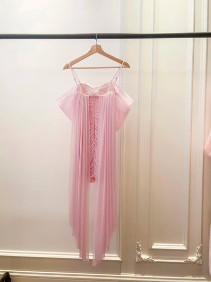 Off The Shoulder Pink Sheath Homecoming Dress With Pearls  J10276