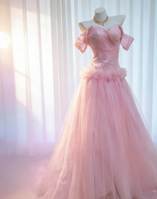 Trägerloses silbernes Vintage-Abendkleid, A-Linie, Geburtstagskleid J9370