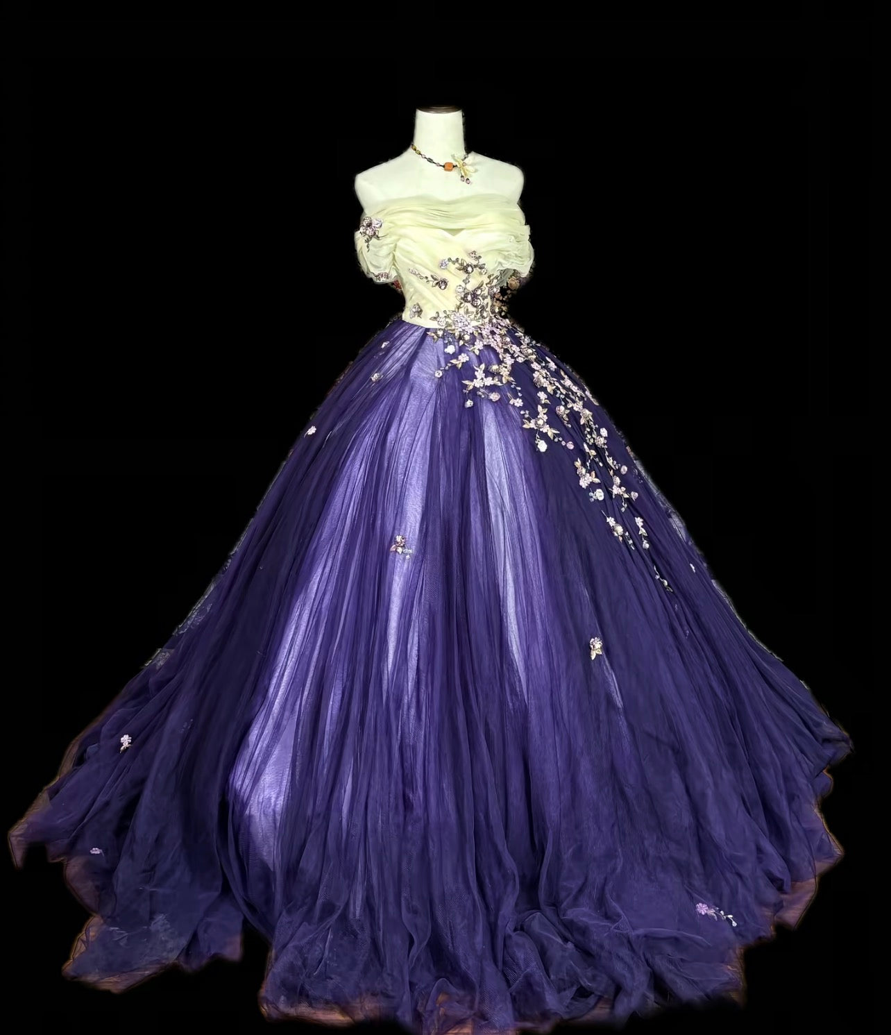 Off The Shoulder Purple Birthday Gown Tulle Prom Dress J10248