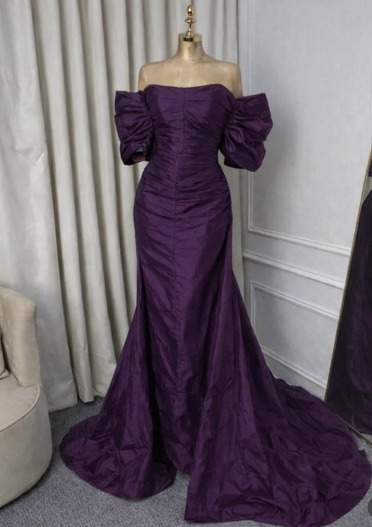 Off The Shoulder Purple Formal Prom Dress Mermaid Evening Dress  J10239