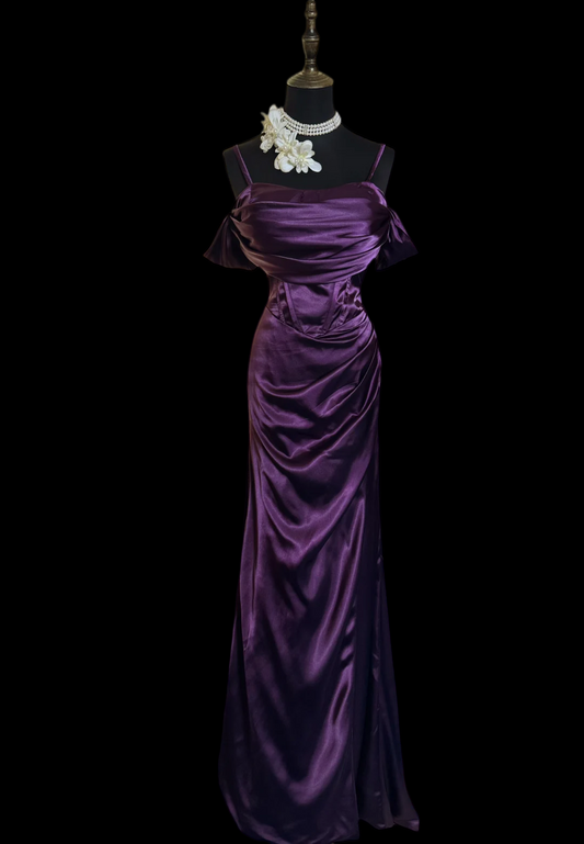 Trägerloses silbernes Vintage-Abendkleid, A-Linie, Geburtstagskleid J9370