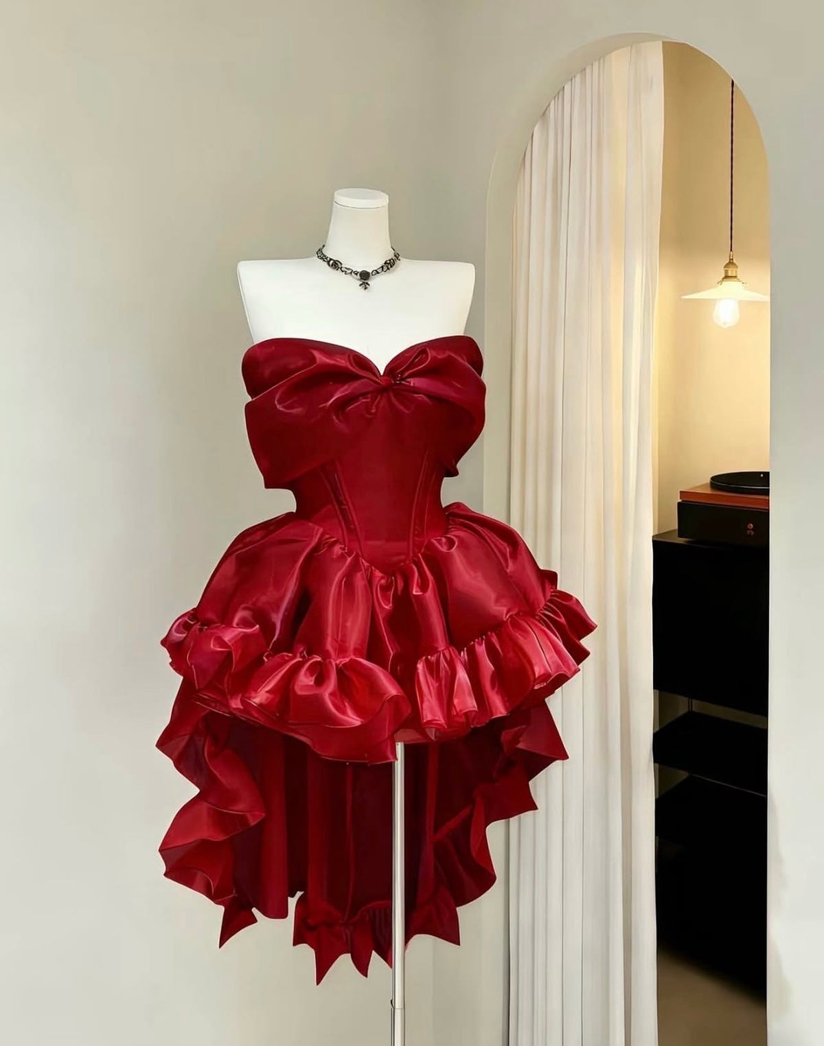 Off The Shoulder Red Birthday A Line Homecoming Dress  J12152