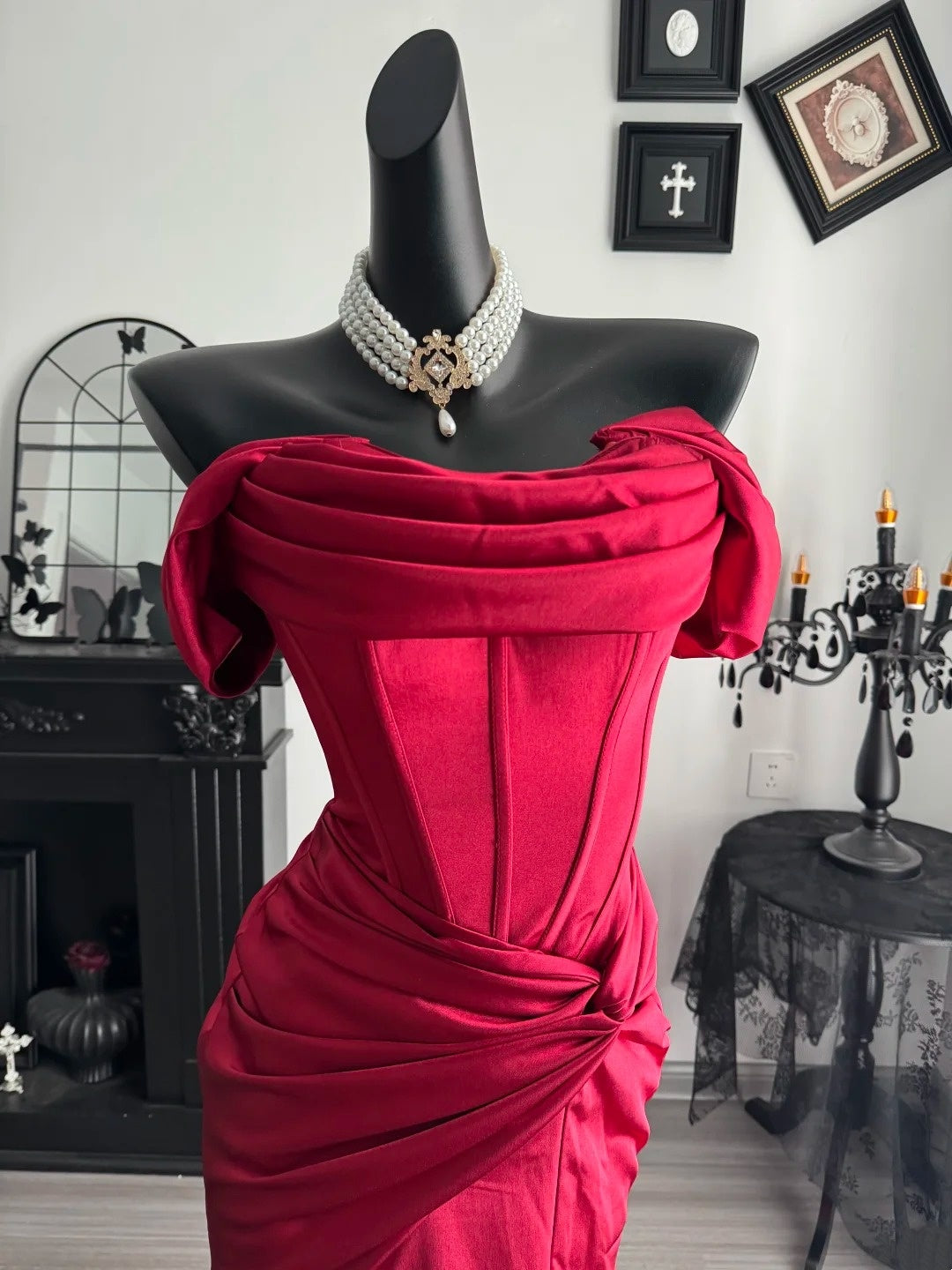 Robe de bal bustier violette en satin avec appliques, robe de soirée formelle J9413