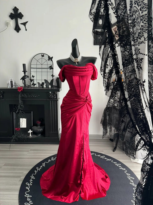 Robe de bal bustier violette en satin avec appliques, robe de soirée formelle J9413