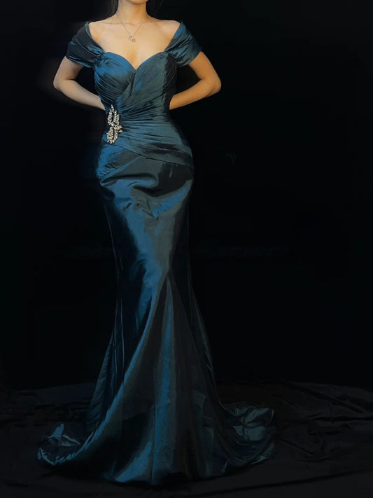 Trägerloses silbernes Vintage-Abendkleid, A-Linie, Geburtstagskleid J9370