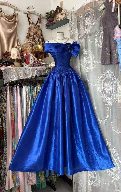 Trägerloses silbernes Vintage-Abendkleid, A-Linie, Geburtstagskleid J9370