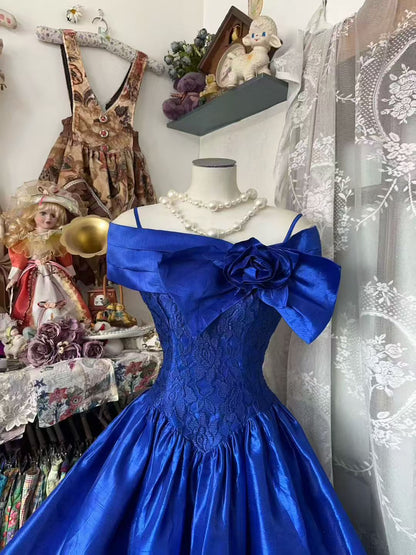 Trägerloses silbernes Vintage-Abendkleid, A-Linie, Geburtstagskleid J9370