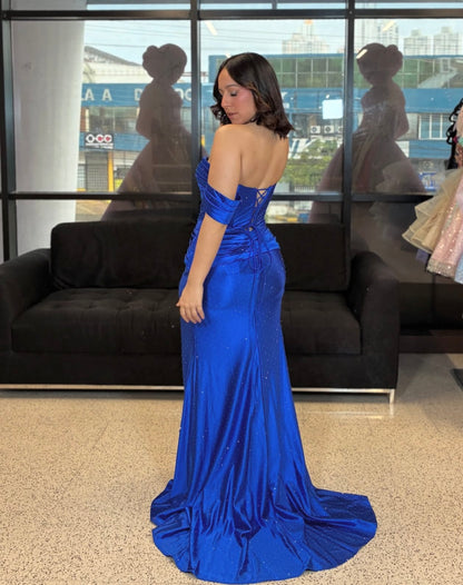 Trägerloses silbernes Vintage-Abendkleid, A-Linie, Geburtstagskleid J9370