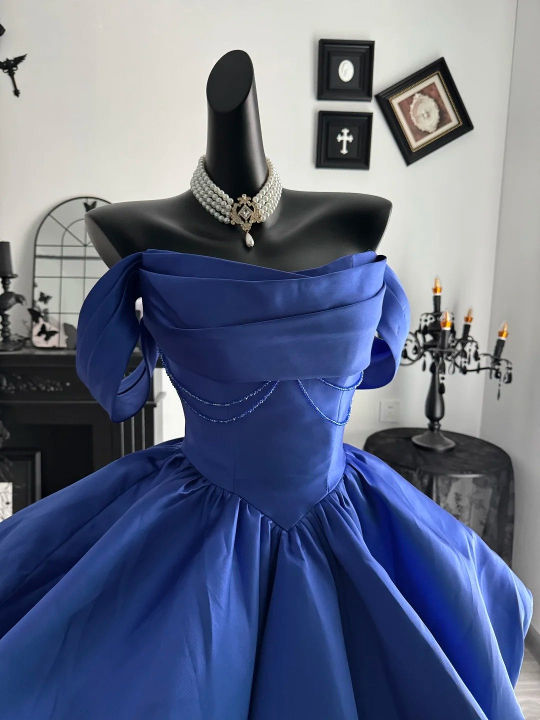 Robe de bal bustier violette en satin avec appliques, robe de soirée formelle J9413