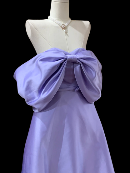 Robe de bal bustier violette en satin avec appliques, robe de soirée formelle J9413