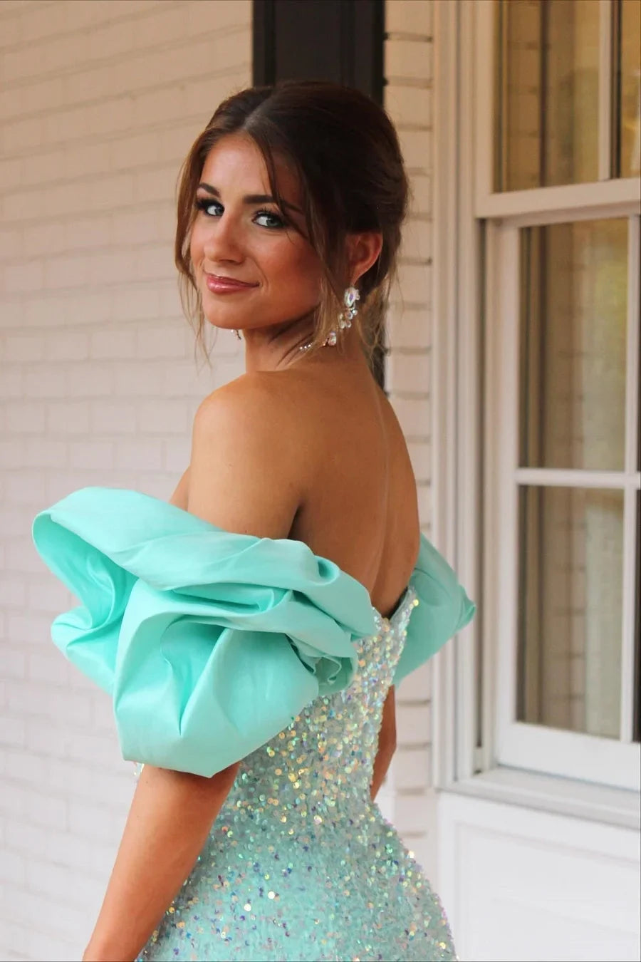 Off The Shoulder Sequin Mermaid Prom Dress Sexy Evening Dress J10034