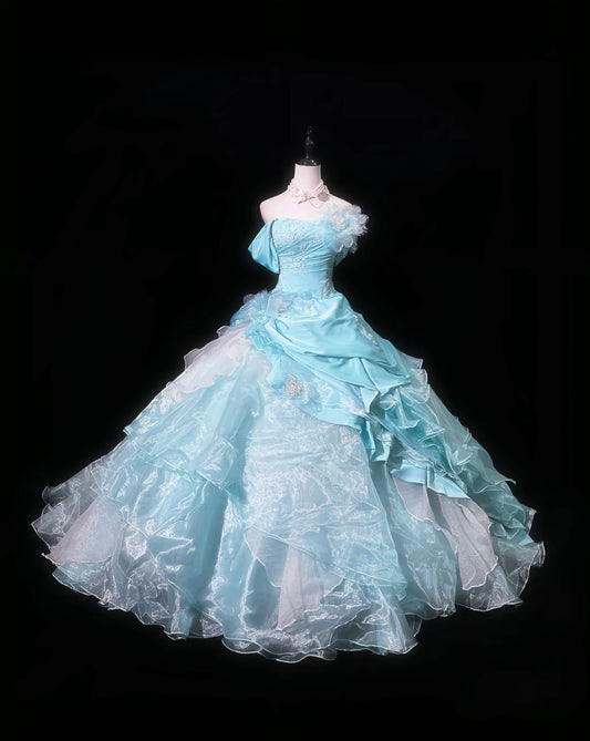 Off The Shoulder Sky Blue Ball Gown Quinceanera Dresses Sweet 16 Birthday Dress  J10387