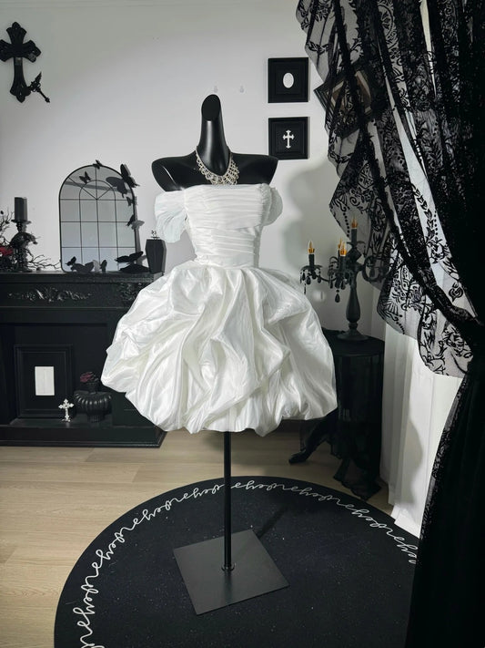Trägerloses silbernes Vintage-Abendkleid, A-Linie, Geburtstagskleid J9370
