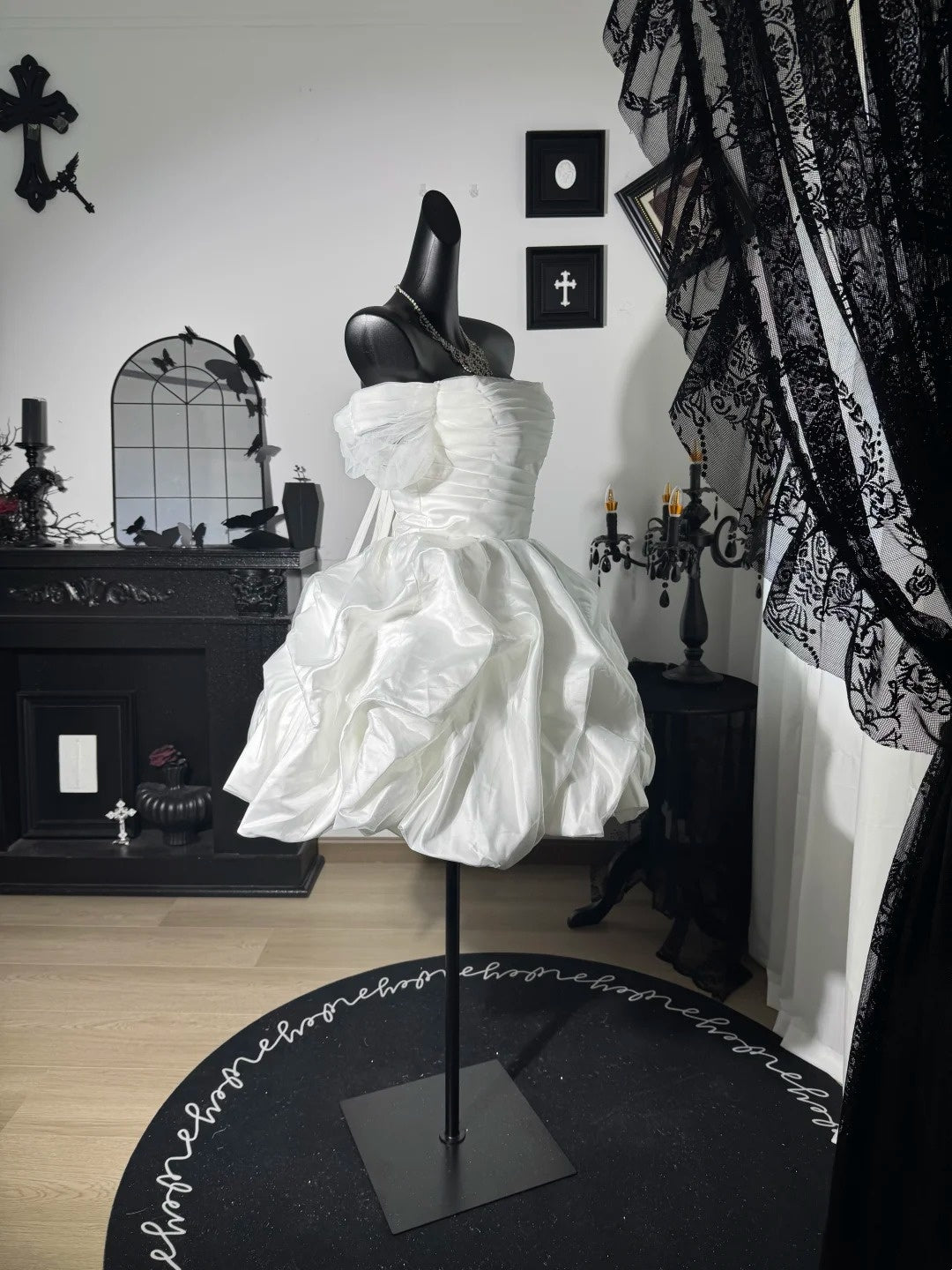 Trägerloses silbernes Vintage-Abendkleid, A-Linie, Geburtstagskleid J9370