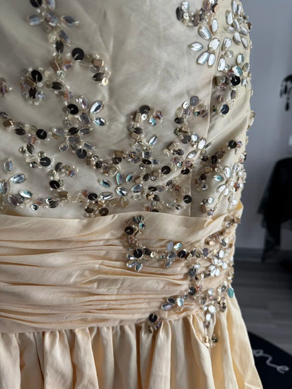 Robe de bal bustier violette en satin avec appliques, robe de soirée formelle J9413