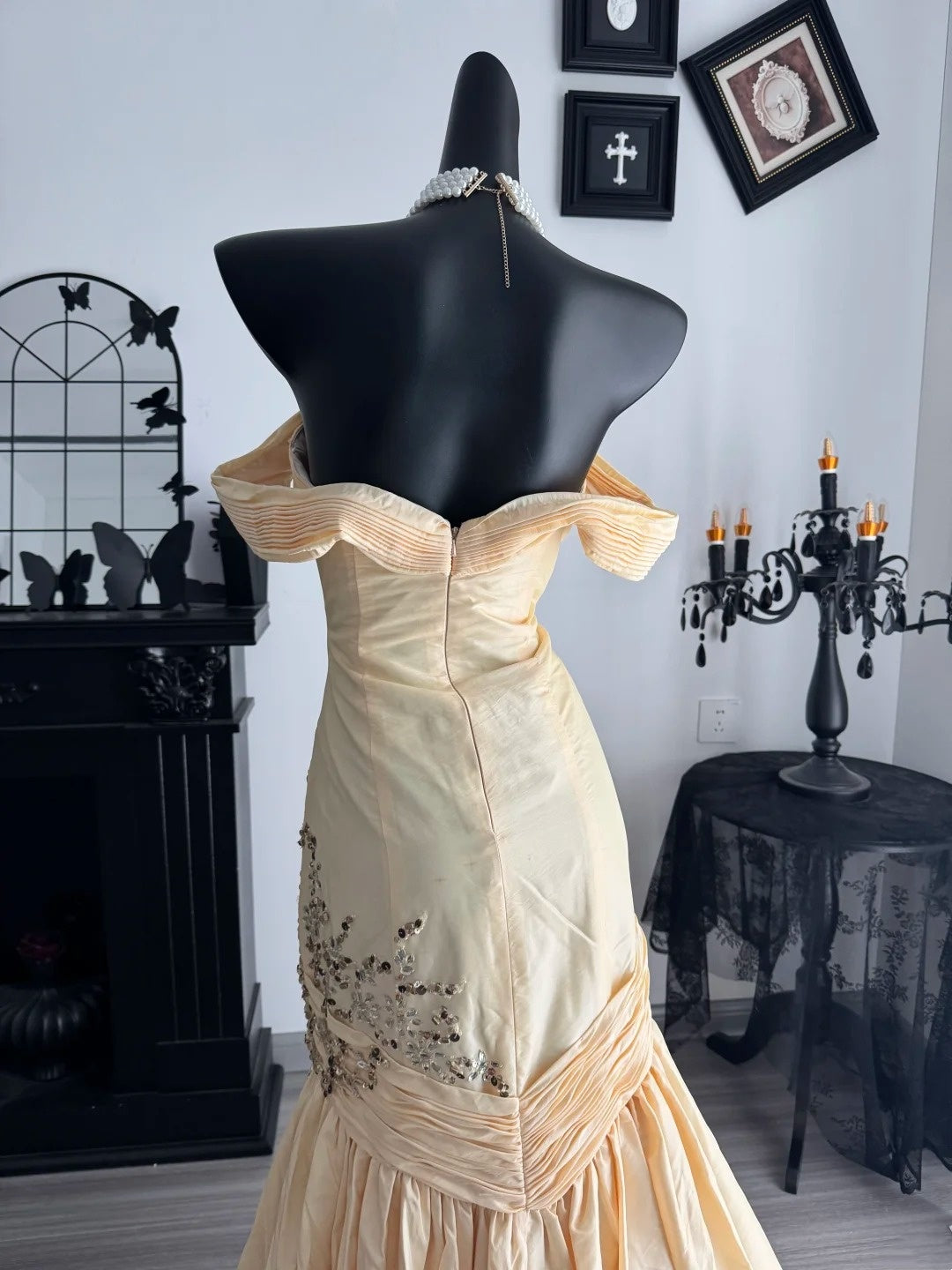 Robe de bal bustier violette en satin avec appliques, robe de soirée formelle J9413
