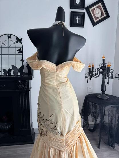 Robe de bal bustier violette en satin avec appliques, robe de soirée formelle J9413