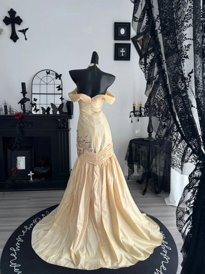 Robe de bal bustier violette en satin avec appliques, robe de soirée formelle J9413