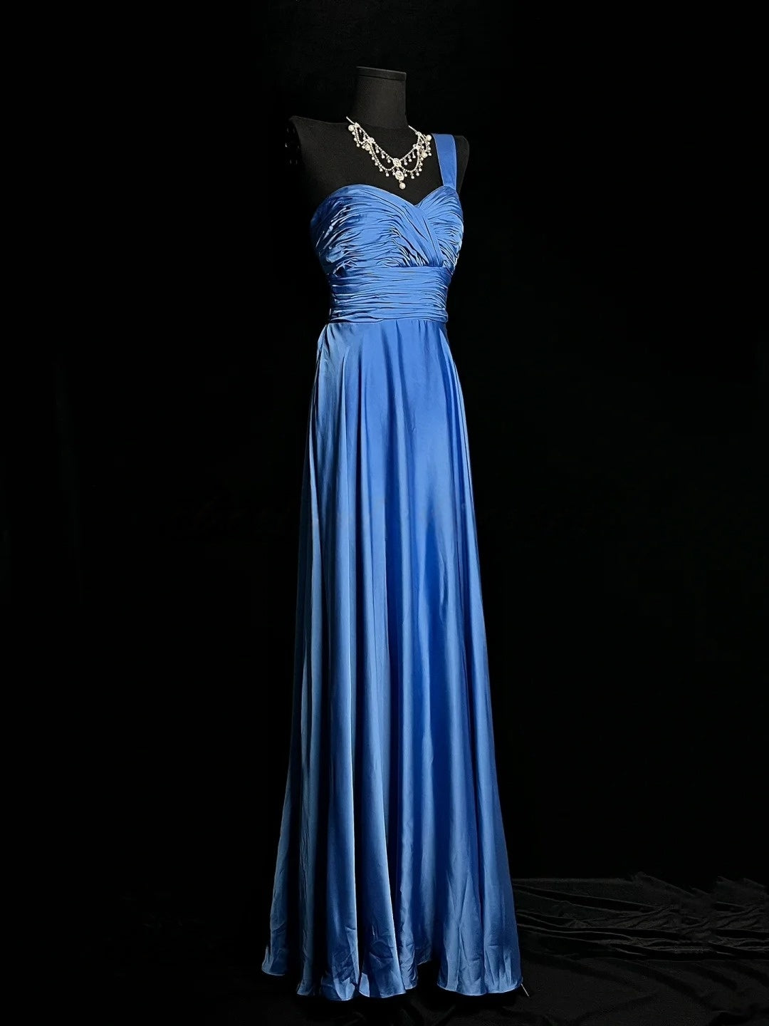 Trägerloses silbernes Vintage-Abendkleid, A-Linie, Geburtstagskleid J9370