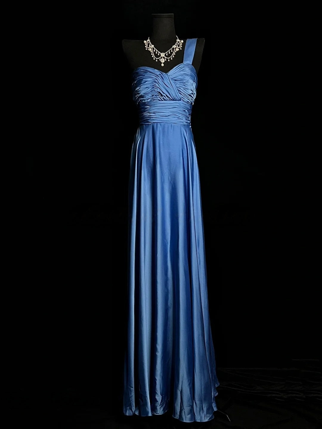 Trägerloses silbernes Vintage-Abendkleid, A-Linie, Geburtstagskleid J9370