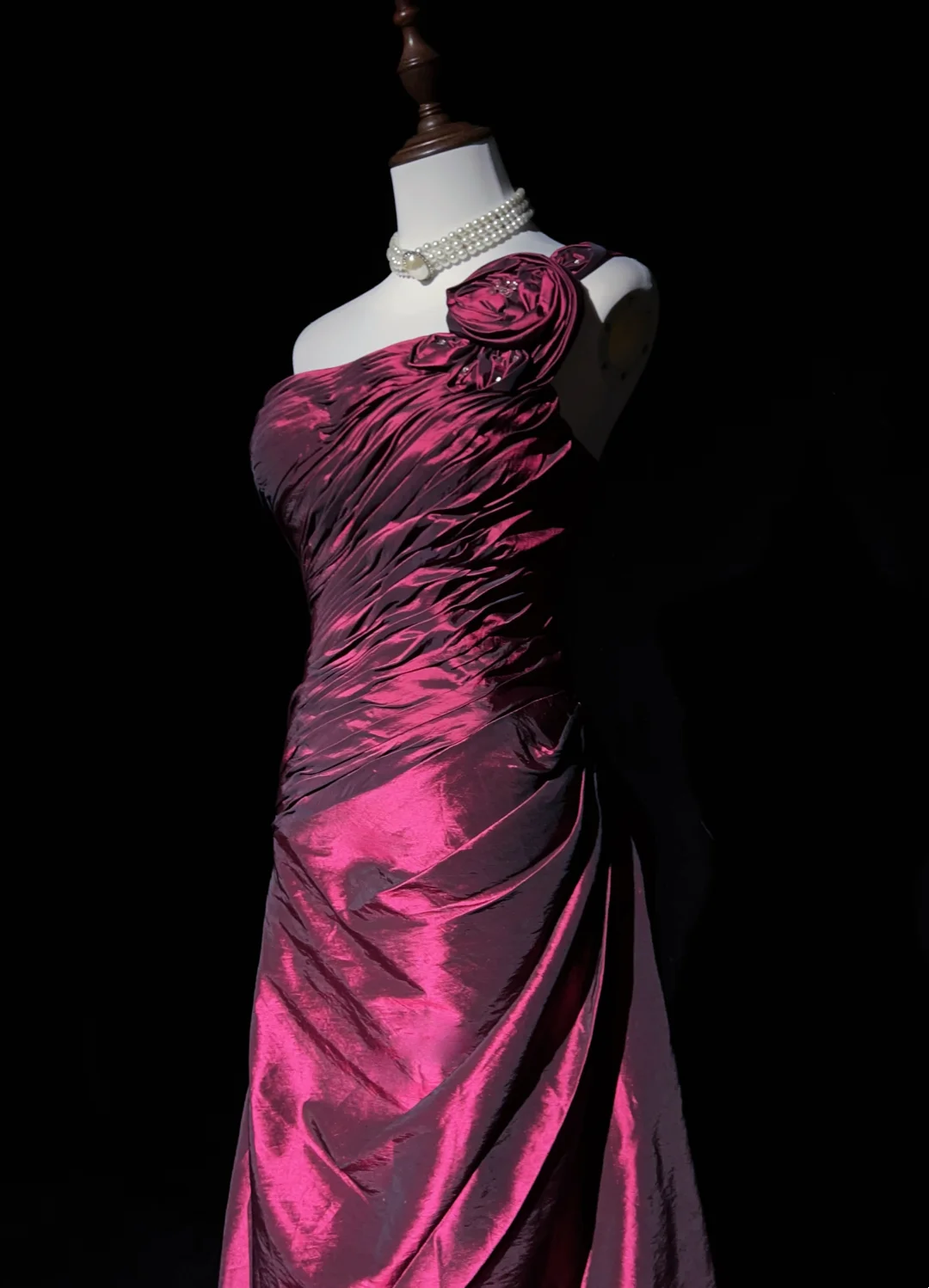 One Shoulder A Line Fuchsia Prom Dress  J9744