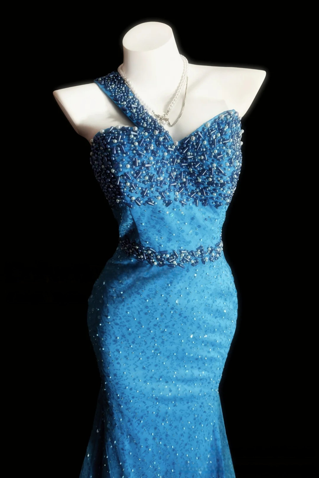 Trägerloses silbernes Vintage-Abendkleid, A-Linie, Geburtstagskleid J9370