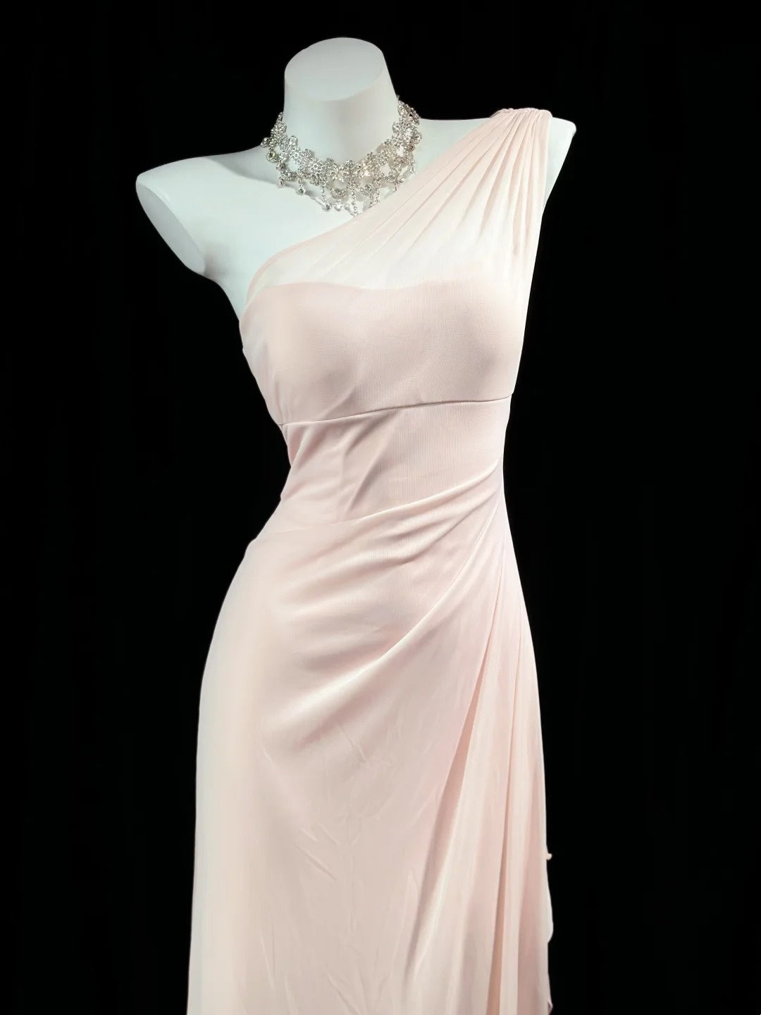 Trägerloses silbernes Vintage-Abendkleid, A-Linie, Geburtstagskleid J9370