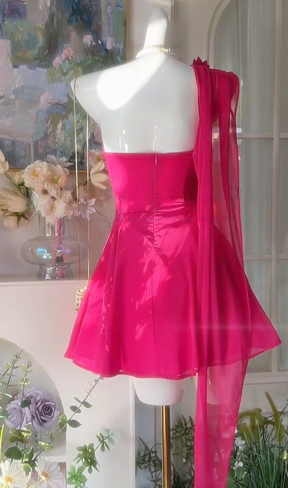 Robe de bal bustier violette en satin avec appliques, robe de soirée formelle J9413