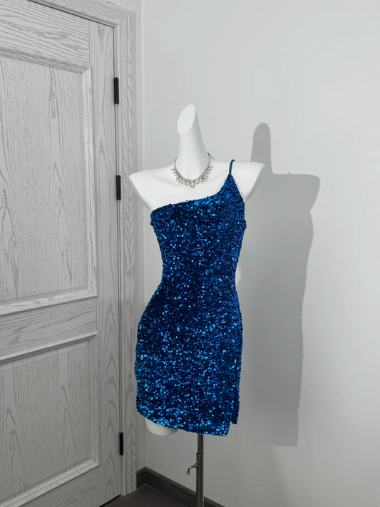 Trägerloses silbernes Vintage-Abendkleid, A-Linie, Geburtstagskleid J9370