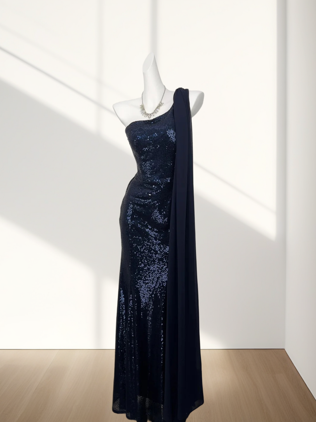 Trägerloses silbernes Vintage-Abendkleid, A-Linie, Geburtstagskleid J9370