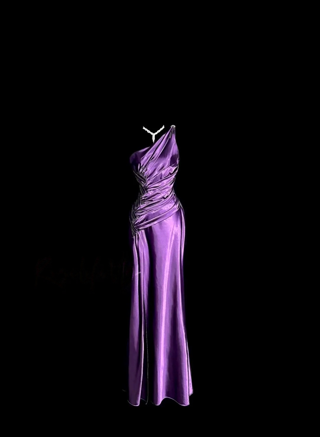 Robe de bal bustier violette en satin avec appliques, robe de soirée formelle J9413