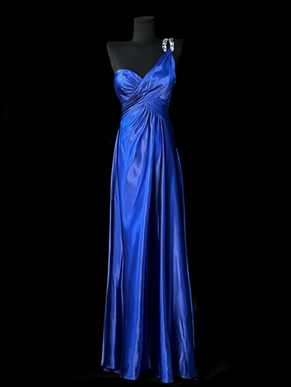 One Shoulder Royal Blue Formal Prom Dress Open Back Evening Gown J10155