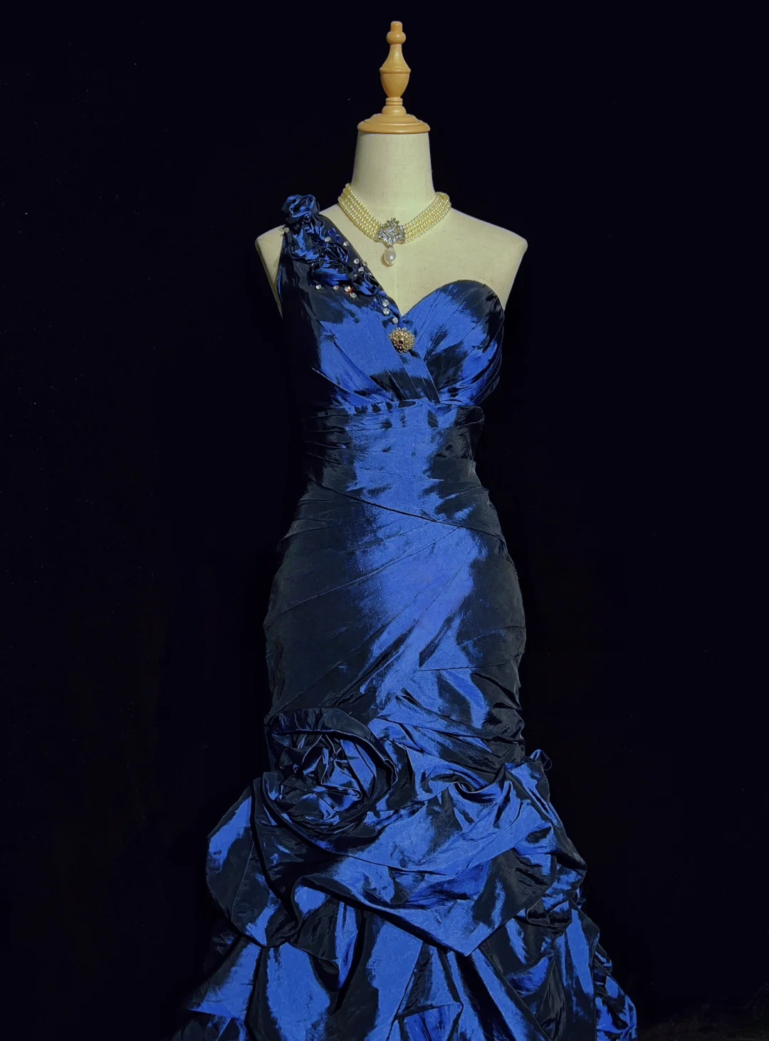 Trägerloses silbernes Vintage-Abendkleid, A-Linie, Geburtstagskleid J9370