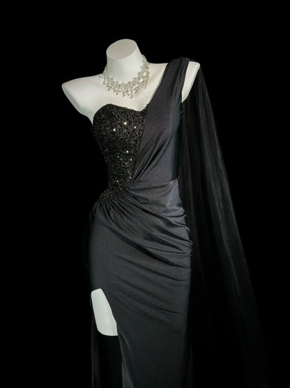 Trägerloses silbernes Vintage-Abendkleid, A-Linie, Geburtstagskleid J9370