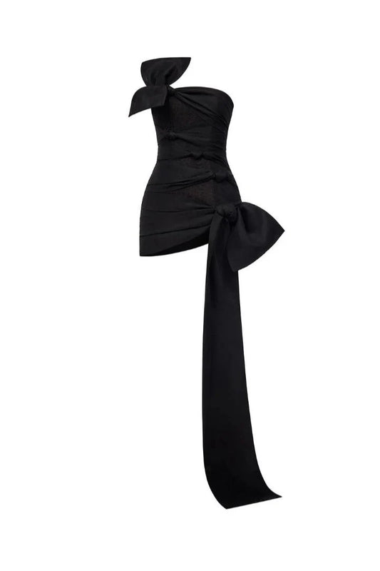 One Shoulder Sheath Homecoming Dress With Bow Knot  J11545