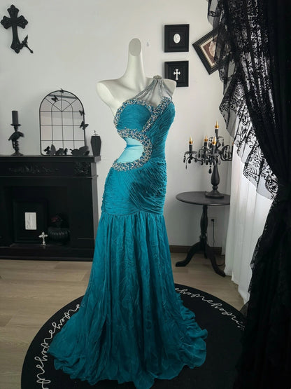 Trägerloses silbernes Vintage-Abendkleid, A-Linie, Geburtstagskleid J9370
