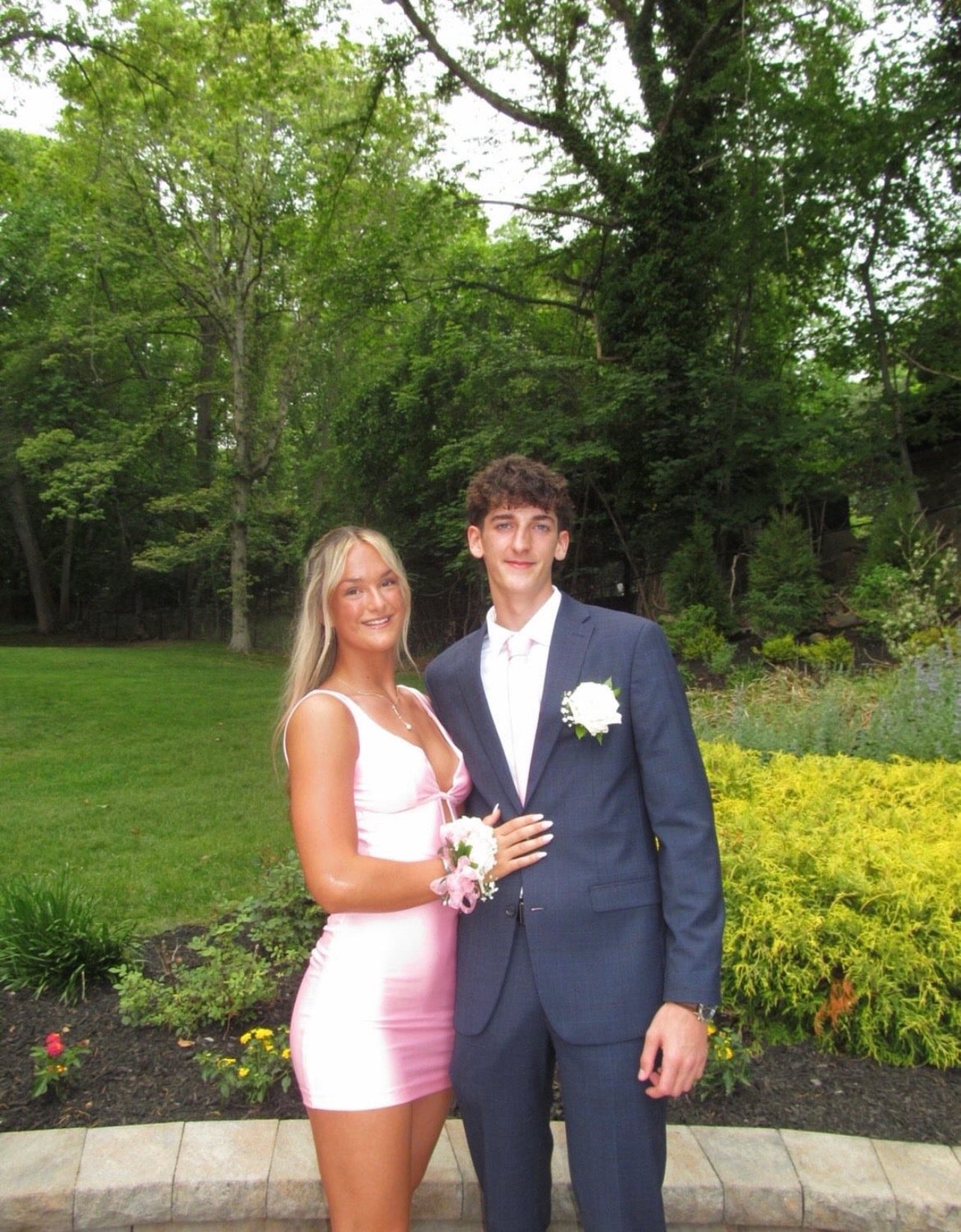 Open Back V Neck Pink Satin Homecoming Dress  J10724