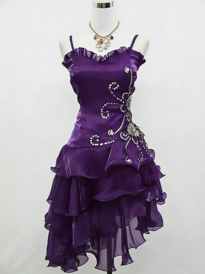 A Line Black Ruffle Short Prom Dress Homecoming Dress J3325