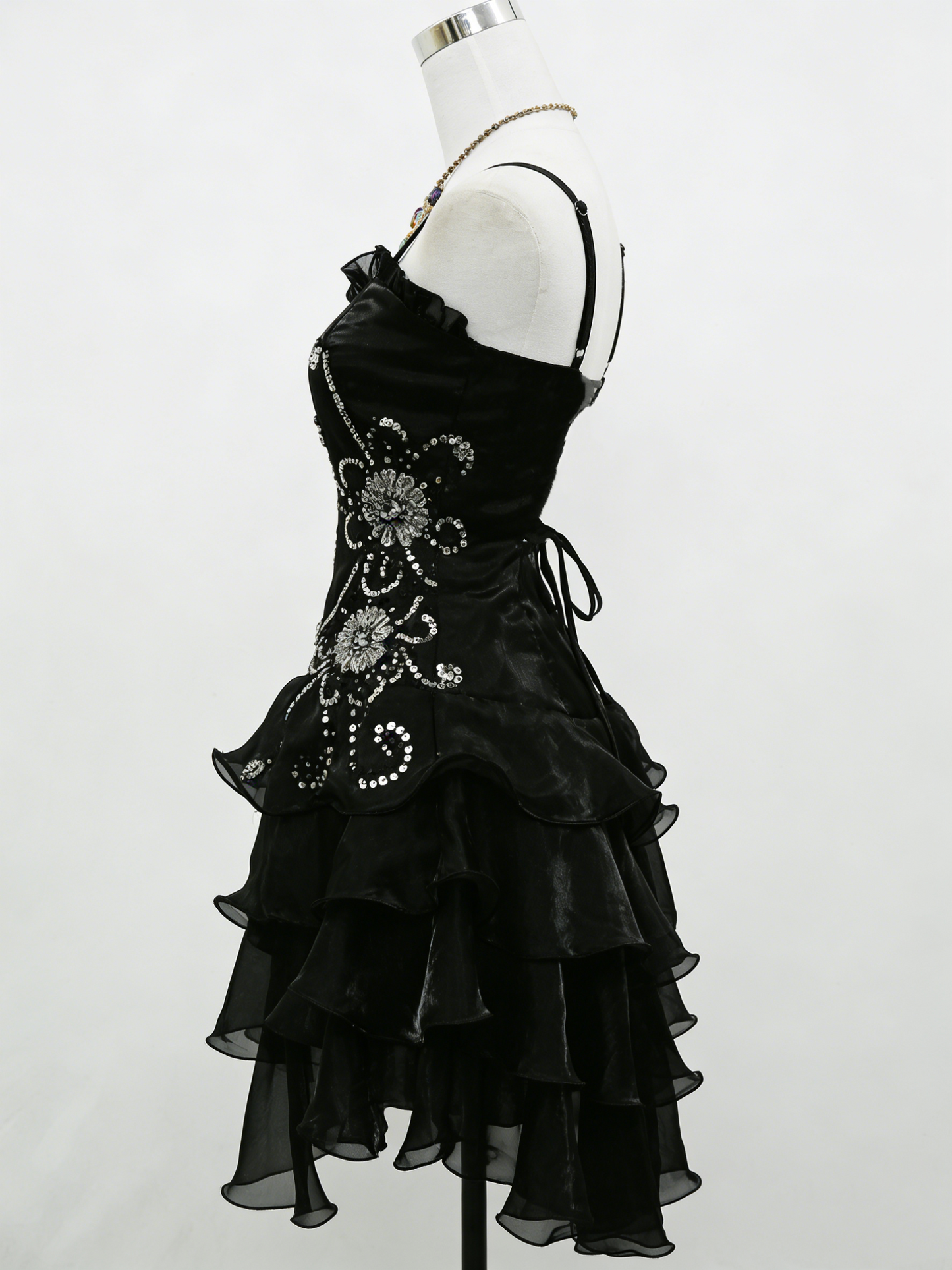 A Line Black Ruffle Short Prom Dress Homecoming Dress J3325