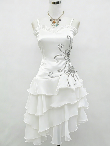 A Line Black Ruffle Short Prom Dress Homecoming Dress J3325