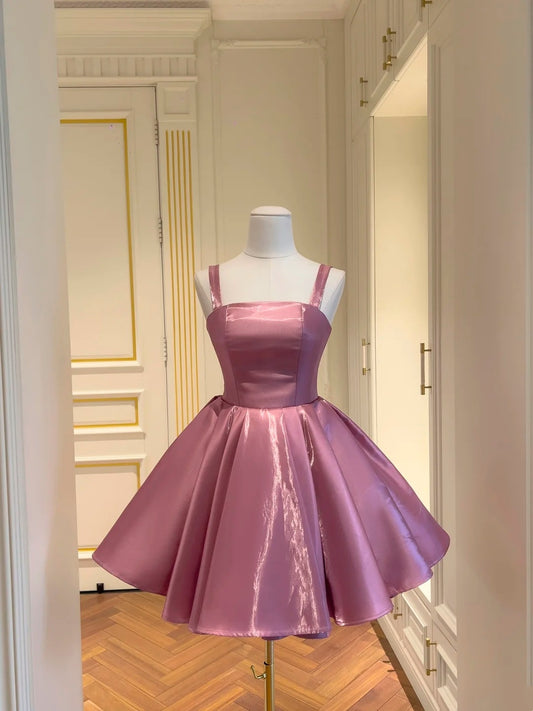 Trägerloses silbernes Vintage-Abendkleid, A-Linie, Geburtstagskleid J9370