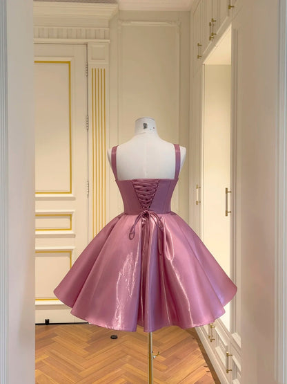 Robe de bal bustier violette en satin avec appliques, robe de soirée formelle J9413