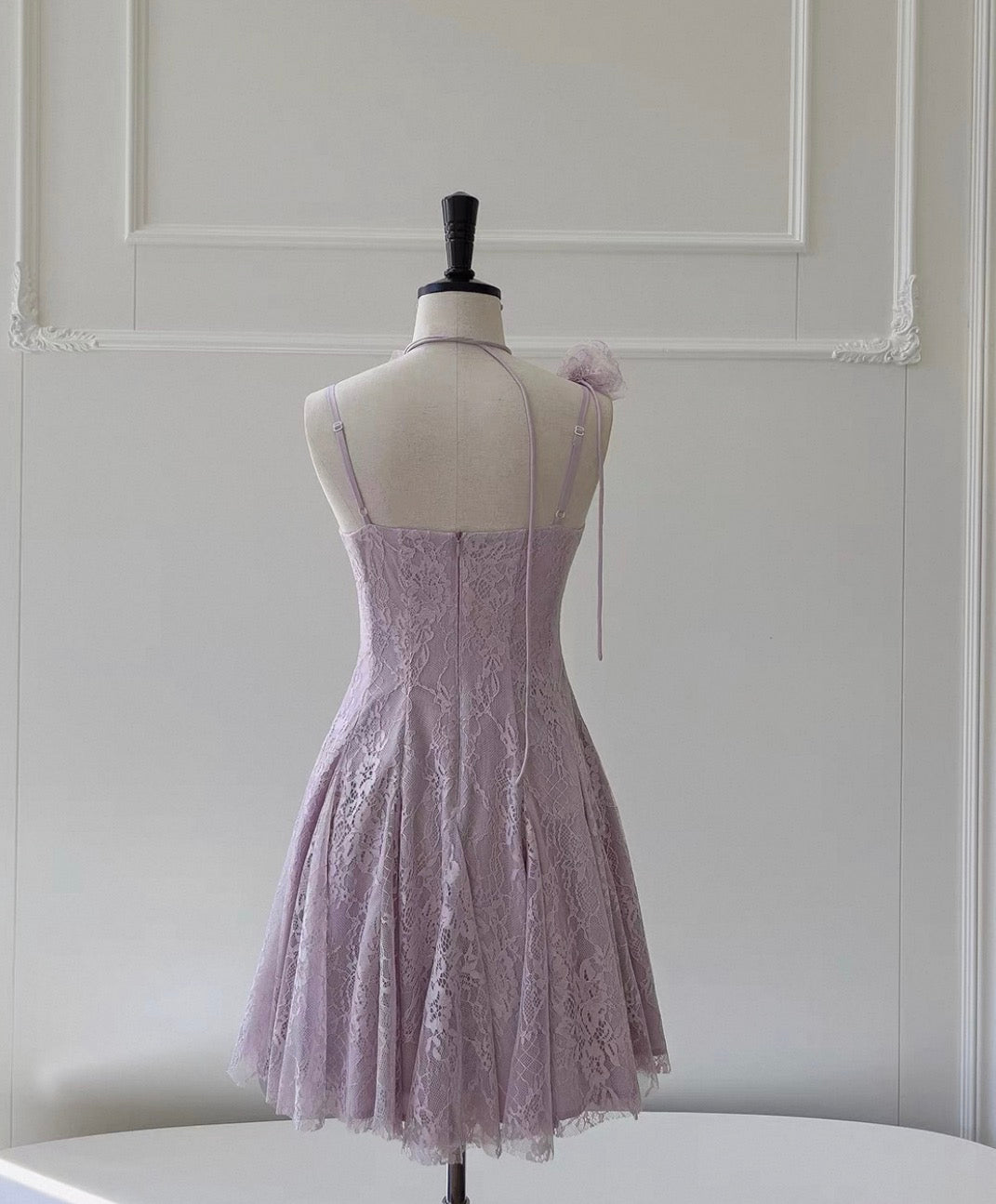 Rosa Spitze Homecoming Kleid Spaghettiträger Geburtstagskleid J7621